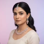 Pink & White Necklace Set for Women | Heavy Jewelry Set with Long Earrings & Maang tika