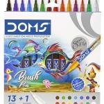 DOMS 14 Shades Brush Pen Box Pack | Super Soft Tip With Brilliant Colours | Water Based Ink Which Gives Water Colour Effect