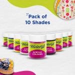 Fevicryl Acrylic Colors Sunflower Kit | 10 Colors x 15 ml | DIY Paint, Rich Pigment