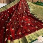 Banarasi Satin Silk Saree Small buti embroidery saree