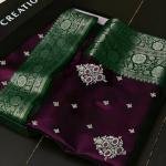 Banarasi Satin Silk Saree Small buti embroidery saree