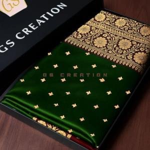 Banarasi Satin Silk Saree Small buti embroidery saree
