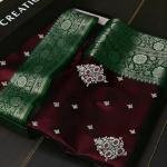 Banarasi Satin Silk Saree Small buti embroidery saree