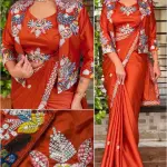 D 32 Rust Orange Festive Saree