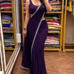 D 34 💜 Elegant Purple Saree with Designer Embroidered Jacket