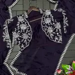 D 34 💜 Elegant Purple Saree with Designer Embroidered Jacket