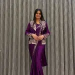 D 47 ❤️ Rani Pink Embroidered Jacket Saree