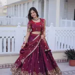 D 17 Elegant Maroon Embroidered Lehenga Choli Set