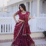 D 17 Elegant Maroon Embroidered Lehenga Choli Set