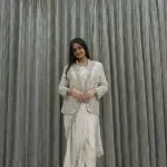 D 61 🤍 Off-White / Ivory Saree with Elegant Jacket