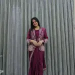 D 60 💙 Teal Blue Saree with Embroidered Jacket