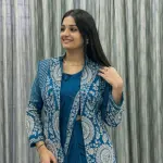 D 60 💙 Teal Blue Saree with Embroidered Jacket