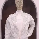 D 61 🤍 Off-White / Ivory Saree with Elegant Jacket