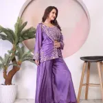 D 69 : 💜 Elegant Purple Embroidered Co-Ord Set 💜