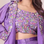 D 69 : 💜 Elegant Purple Embroidered Co-Ord Set 💜
