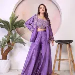 D 69 : 💜 Elegant Purple Embroidered Co-Ord Set 💜