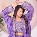 D 69 : 💜 Elegant Purple Embroidered Co-Ord Set 💜