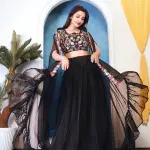 D 70 ✨ Contemporary Black Floral Lehenga Set