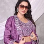 D 71 ✨ Royal Mauve Silk Lehenga Set with Embroidered Jacket