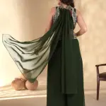 D 75 ✨ Elegant Green Embroidered Fusion Co-Ord Set ✨