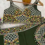 D 75 ✨ Elegant Green Embroidered Fusion Co-Ord Set ✨