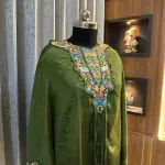 D 77 💚 Elegant Olive Green Embroidered Kurti Palazzo Set 💚