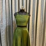 D 77 💚 Elegant Olive Green Embroidered Kurti Palazzo Set 💚