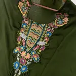 D 77 💚 Elegant Olive Green Embroidered Kurti Palazzo Set 💚