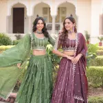 D 42 🤎 Royal Wine Embroidered Lehenga Choli Set 🤎