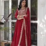 D 39 💜 Royal Purple Embroidered Anarkali Gown Set 💜