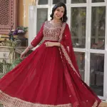 D 39 💜 Royal Purple Embroidered Anarkali Gown Set 💜