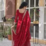 D 39 💜 Royal Purple Embroidered Anarkali Gown Set 💜