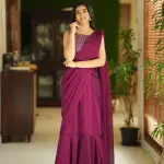D 36 Elegant Wine Ready-to-Wear Gown Saree