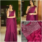 D 36 Elegant Wine Ready-to-Wear Gown Saree