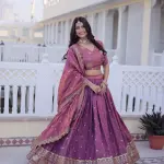 D 67 💜 Royal Lavender & Blue Embroidered Lehenga Set 💜