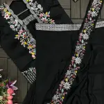 D 90🖤 Elegant Black Indo-Western Saree Set 🖤