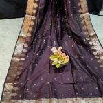Dark Brown Handcrafted Monipuri Resham Silk Saree – Authentic Silk Mark Certified with Blouse