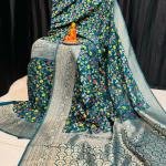 Handcrafted Black Khadi Paithani Silk Saree with Silver Zari & Vibrant Meena Floral Motifs