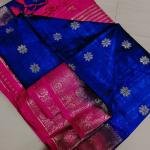 Handwoven Pure Matka Tusshar Silk Saree  Zari Border & Striped Pallu (With Blouse Piece)