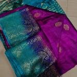 Handwoven Pure Matka Tusshar Silk Saree  Zari Border & Striped Pallu (With Blouse Piece)
