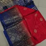 Handwoven Pure Matka Tusshar Silk Saree  Zari Border & Striped Pallu (With Blouse Piece)
