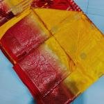 Handwoven Pure Matka Tusshar Silk Saree  Zari Border & Striped Pallu (With Blouse Piece)
