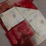 Handwoven Pure Matka Tusshar Silk Saree  Zari Border & Striped Pallu (With Blouse Piece)