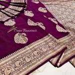 Rani Pink Crepe Banarasi Handloom Saree with Rich Zari Border