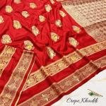Regal Crimson Minakari Khaddi Silk Saree – Handcrafted Elegance in Buttery Silk