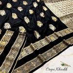 Midnight Noir Minakari Khaddi Silk Saree – Timeless Black with Royal Handcraft
