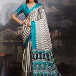 Pure Handcrafted Ajrakh Modal Silk Saree in Grey with Terracotta Pallu