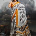 Pure Handcrafted Ajrakh Modal Silk Saree in Grey with Terracotta Pallu