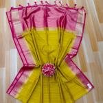 Contrast Pallu Tassar Matka Saree With BLOUSE