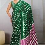 Pure Ajrakh Modal Silk Heart Print  Saree With Blouse